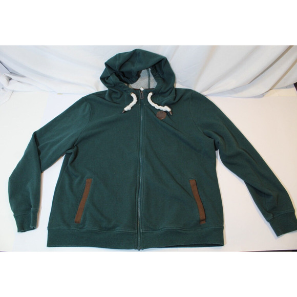 Cinch Green Full Zip Hoodie Jacket Pockets Chunky Drawstring Men's XXL Outdoors - Picture 4 of 12